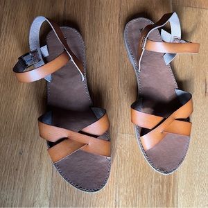 Tan leather strappy sandals